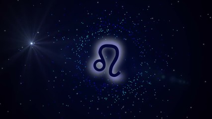 astrological sign leo on a dark background with stars