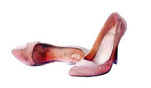 Watercolor Sketch: Shoes On A White Background