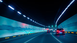 car driving through tunnel