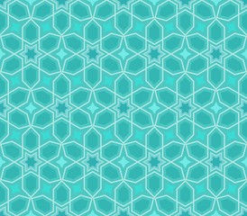 Wall Mural - Abstract seamless blue star vector pattern.