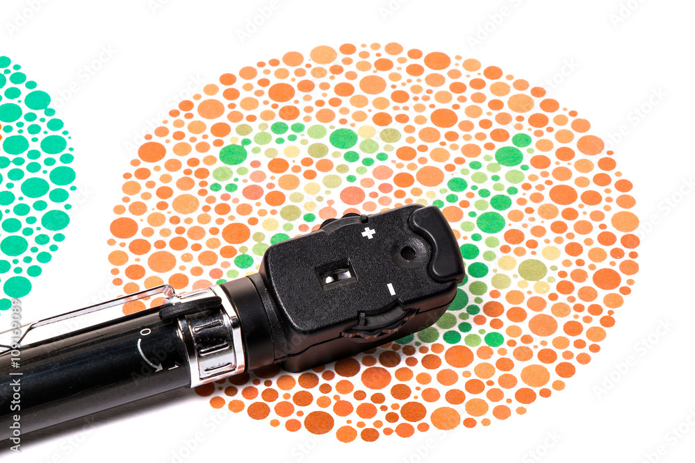 Color vision test chart, and Ophthalmoscope Stock Photo | Adobe Stock
