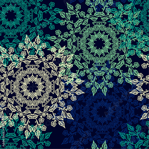 Seamless pattern with beautiful Mandalas. Vector illustration Poster Mural XXL