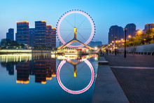 Beautiful Ferris Wheel At Night,tianjin