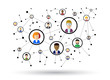 © luckinout - Communication cloud. Office workers in a flat style on transparent background