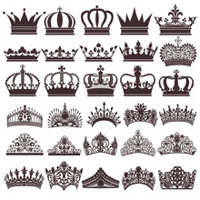 Illustration Set Of Silhouettes Of Vintage Crown