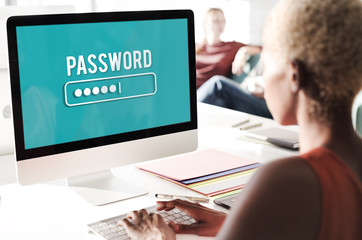 Canvas Print - Password Access Firewall Internet Log-in Private Concept