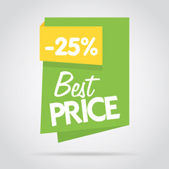 Wall Mural - badge isolated vector in flat design style. colorful abstract badge or label. best price offer.