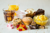 Fototapeta  - Selection of food high in sugar
