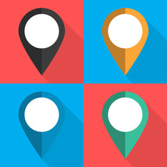 Canvas Print - Set of pointers to the map on different backgrounds vector