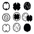 Walnut, nutshell vector icons set 