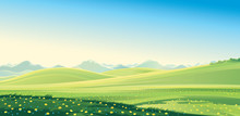 Summer Landscape. Summer Mountain Landscape, Vector Illustration. It Can Be Used As Background.