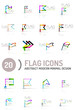 © antishock - Flag icon logo set, linear design