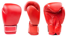 Red Leather Boxing Glove Isolated