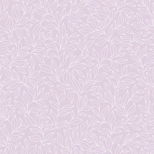 Seamless Pattern With Violet And Pink Leaves On Dark Background.