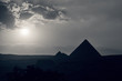 The Great Pyramid of Giza at sunset. Post processed with black and white filter.