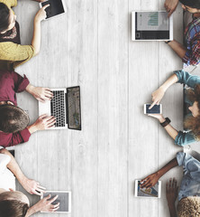 Poster - business people meeting connection technology concept