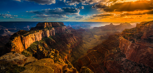 grand canyon north rim cape royal overlook at sunset wotans thro