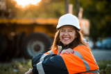 Fototapeta Miasto - Happy in work -  senior woman engineer