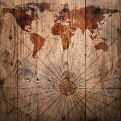 Fototapete - World map vintage pattern for wood background. Elements of this Image Furnished by NASA.