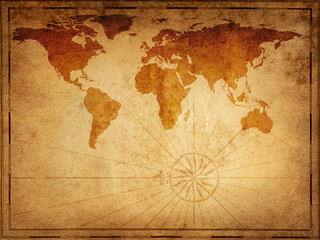 Fototapete - Old map of the world. Elements of this Image Furnished by NASA.