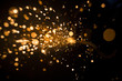 Glowing flow of steel metal spark dust particles and bokeh shine in the dark background
