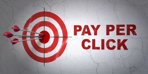 Wall Mural - Advertising concept: target and Pay Per Click on wall background