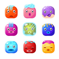 Poster - Square Fantastic Creature Face Emoticon Set