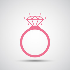 Wall Mural - Diamond engagement ring icon - Vector