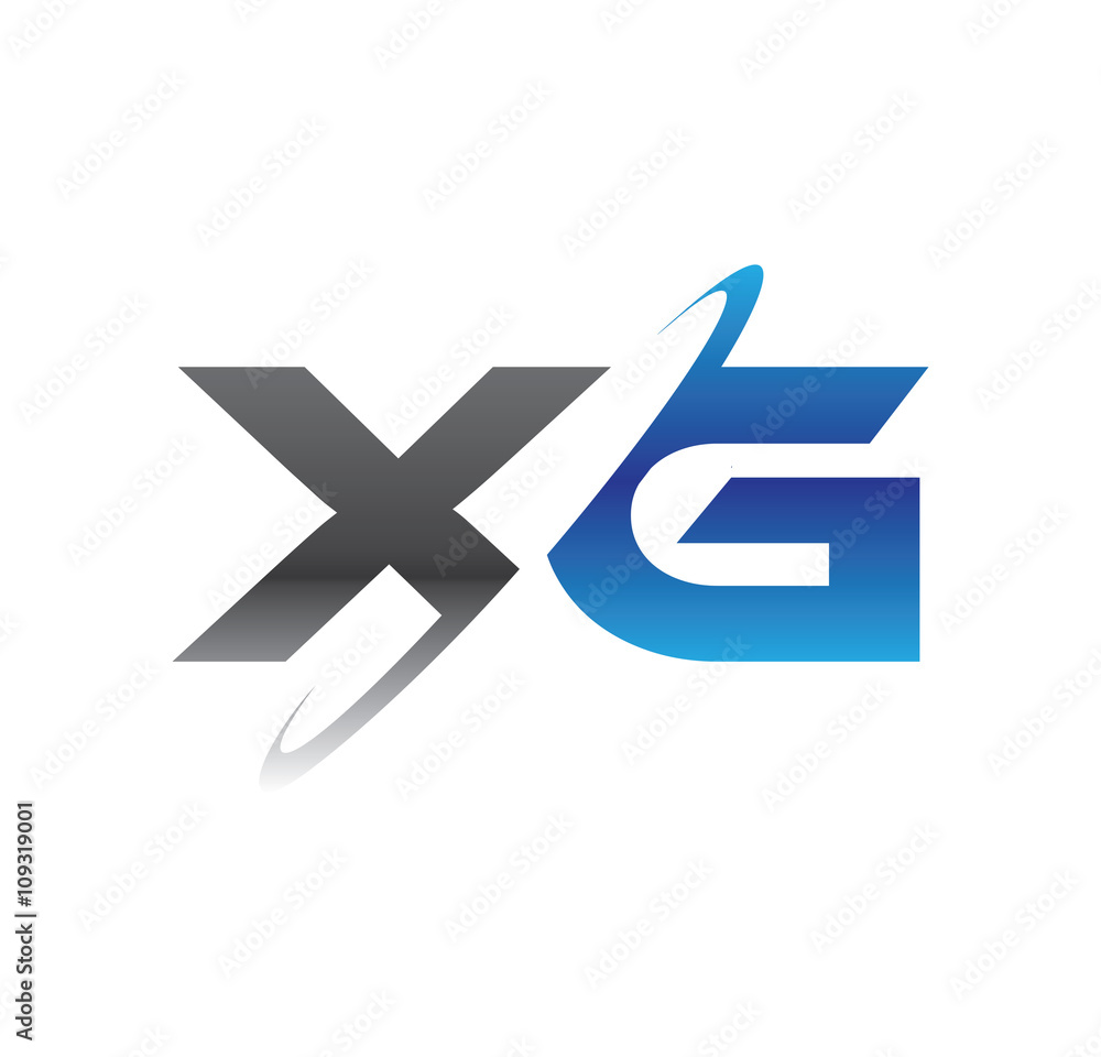 xg initial logo with double swoosh blue and grey Stock Vector | Adobe Stock