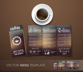 Fototapete - The mockup of the coffee menu with a cup of coffee
