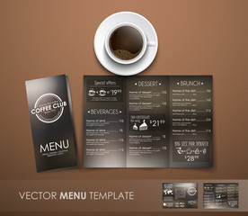 Fototapete - The mockup of the coffee menu with a cup of coffee