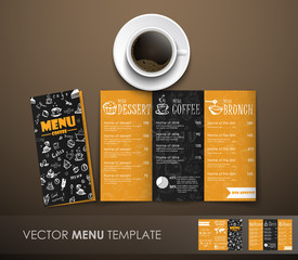 Fototapete - The mockup of the coffee menu with a cup of coffee