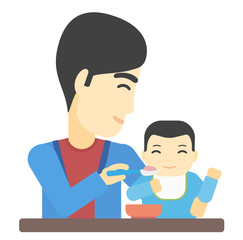 Sticker - Man feeding baby.