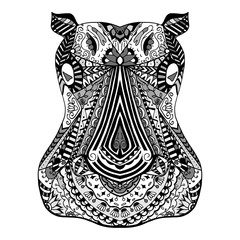 Wall Mural - Hippo zentangle stylized