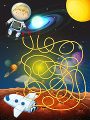 Wall Mural - Maze game with astronaut in space