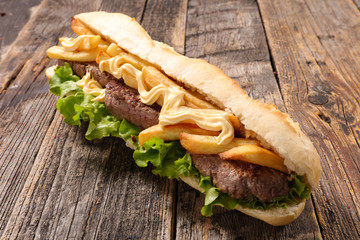 sandwich with beef and french fries