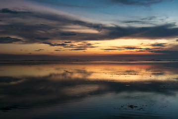 Wall Mural - Awesome sunset and still water on Gili Air Island, Indonesia