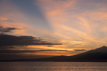 Wall Mural - Awesome sunrise and still water on Gili Air Island, Indonesia