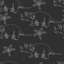 Triceratops Chalk Seamless  Vector Illustration