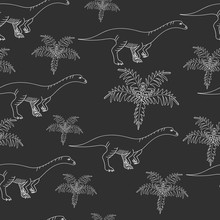Lufengosaurus Chalk Seamless  Vector Illustration