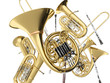 Wind musical instruments  on white