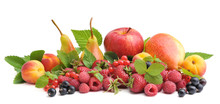 Different Sorts Of Fruit  And Berry:strawberries, Raspberries, Currants, Pears, Apple And Apricots