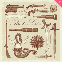 Pirate Sketches Layered Vector Set 