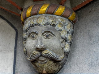 Colorful cornerstone of a building in Stein am Rhein