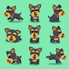 Wall Mural - Cartoon character yorkshire terrier dog poses