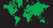 Planisphere vector - globe map, vector green on black background.