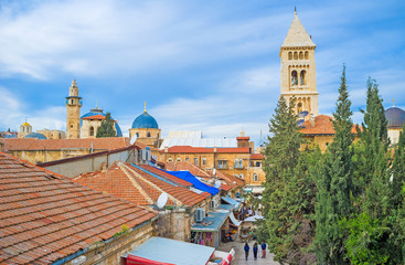 Canvas Print - The red tiled roofs of Jerusalem