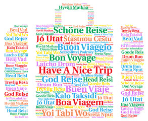 Have a nice trip word cloud in different languages 