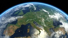 Europe, The European States From Space. Clip Contains Earth, Europe, Rotation, Space, Map, Globe, Satellite, Planet, European, European Union. Images From NASA.