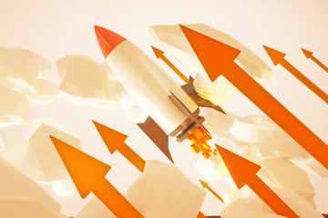 Wall Mural - startup rocket red arrows